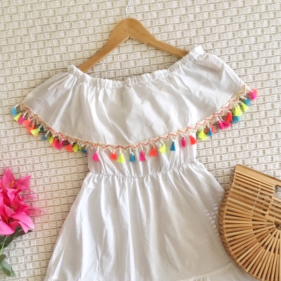 Off The Shoulder Tassel Cover Up Dress - Picture 2 of 3